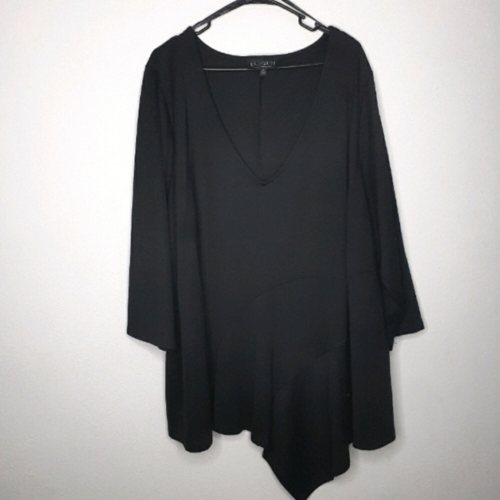Eloquii Black Size 28 Asymmetrical Tunic Top